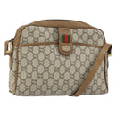 GUCCI GG Plus Supreme Web Sherry Line Shoulder Bag PVC Beige Gold Auth 159949-1