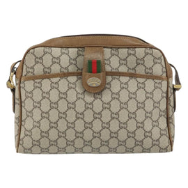 GUCCI GG Plus Supreme Web Sherry Line Shoulder Bag PVC Beige Gold Auth 159949 - 0