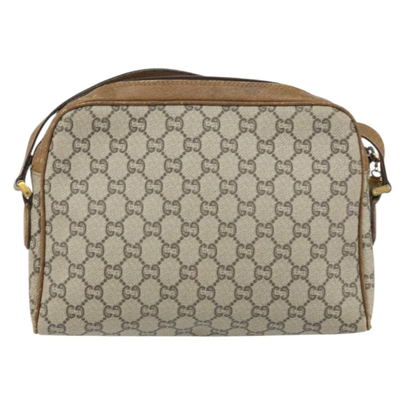 GUCCI GG Plus Supreme Web Sherry Line Shoulder Bag PVC Beige Gold Auth 159949