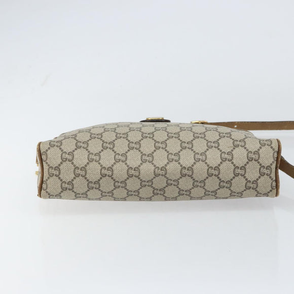 GUCCI GG Plus Supreme Web Sherry Line Shoulder Bag PVC Beige Gold Auth 159949