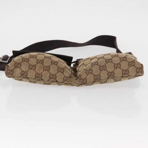 GUCCI GG Canvas Waist bag Beige Silver 28566 Auth 159952