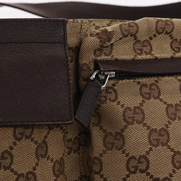 GUCCI GG Canvas Waist bag Beige Silver 28566 Auth 159952