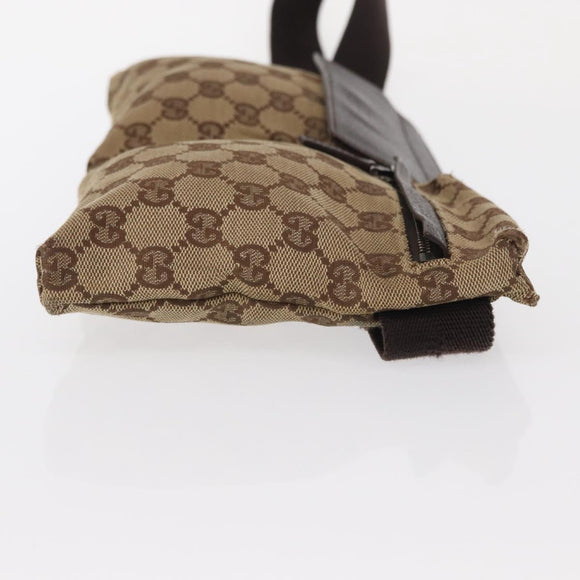 GUCCI GG Canvas Waist bag Beige Silver 28566 Auth 159952