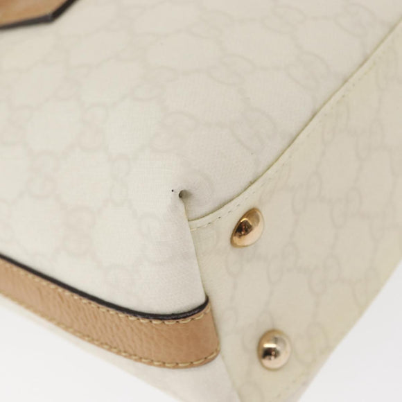 GUCCI GG Supreme Hand Bag PVC Leather Outlet White Gold 264210 Auth 159960