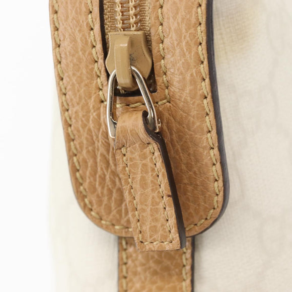 GUCCI GG Supreme Hand Bag PVC Leather Outlet White Gold 264210 Auth 159960