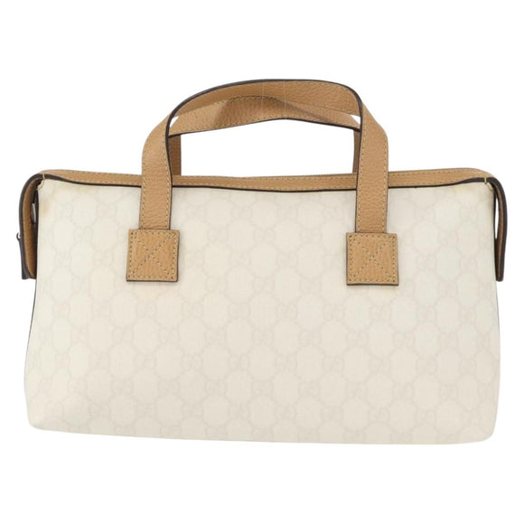 GUCCI GG Supreme Hand Bag PVC Leather Outlet White Gold 264210 Auth 159960