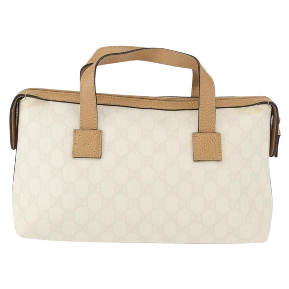 GUCCI GG Supreme Hand Bag PVC Leather Outlet White Gold 264210 Auth 159960