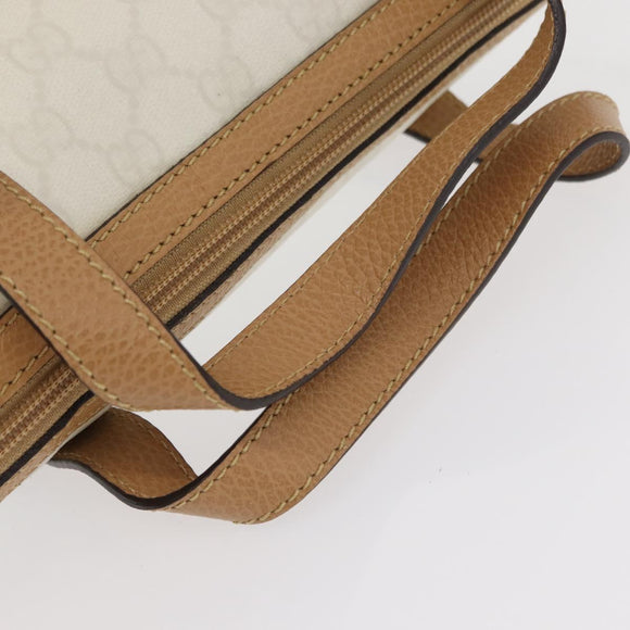 GUCCI GG Supreme Hand Bag PVC Leather Outlet White Gold 264210 Auth 159960