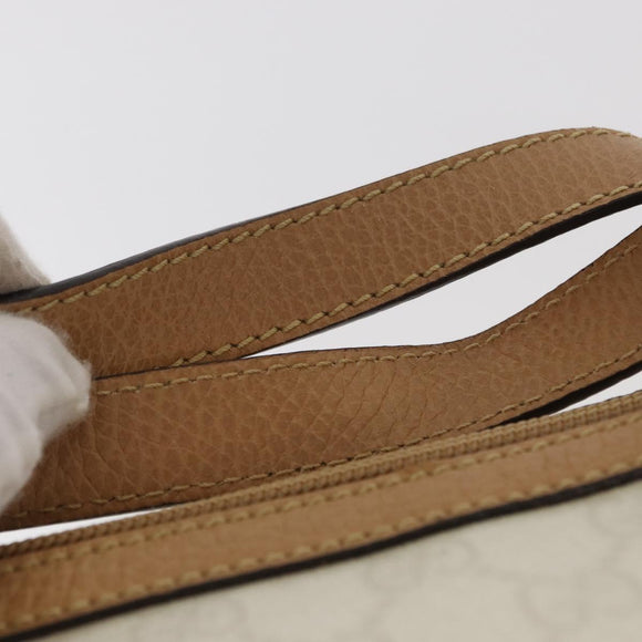 GUCCI GG Supreme Hand Bag PVC Leather Outlet White Gold 264210 Auth 159960