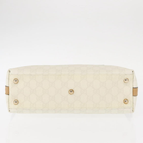 GUCCI GG Supreme Hand Bag PVC Leather Outlet White Gold 264210 Auth 159960