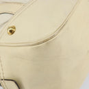 GUCCI Horsebit Boston Bag Leather Gold White Auth 159962-11