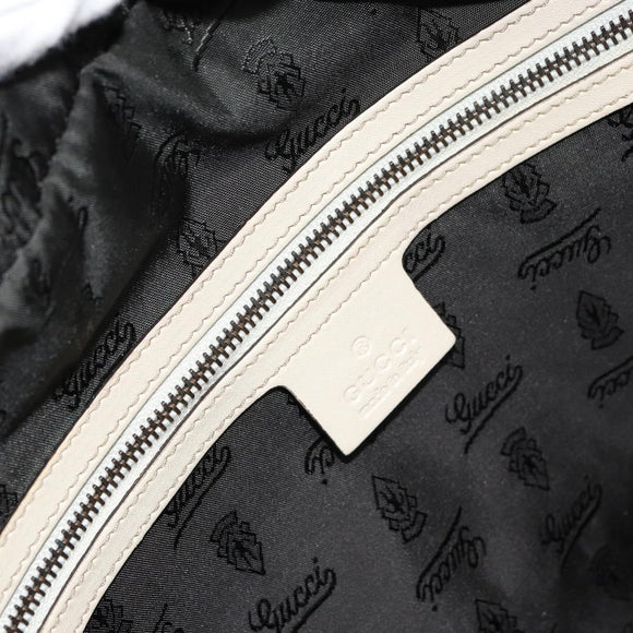GUCCI Horsebit Boston Bag Leather Gold White Auth 159962
