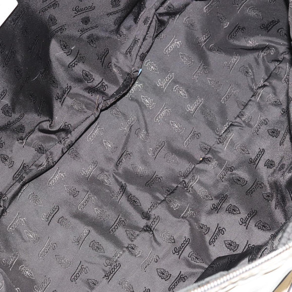 GUCCI Horsebit Boston Bag Leather Gold White Auth 159962