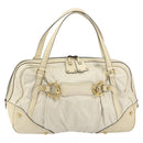 GUCCI Horsebit Boston Bag Leather Gold White Auth 159962-2