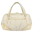 GUCCI Horsebit Boston Bag Leather Gold White Auth 159962-3