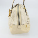 GUCCI Horsebit Boston Bag Leather Gold White Auth 159962-4