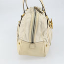 GUCCI Horsebit Boston Bag Leather Gold White Auth 159962-5