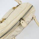 GUCCI Horsebit Boston Bag Leather Gold White Auth 159962-6