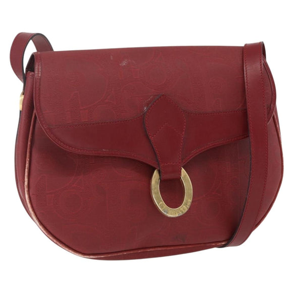 Christian Dior Trotter Canvas Shoulder Bag PVC Red Gold Auth 159963