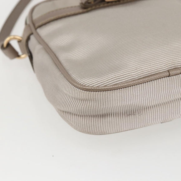 Salvatore Ferragamo Vala Shoulder Bag Nylon Beige Gold Auth 159964