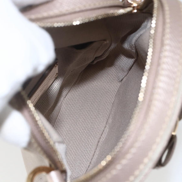 Salvatore Ferragamo Vala Shoulder Bag Nylon Beige Gold Auth 159964