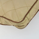PRADA Quilted Shoulder Bag Nylon Beige Silver Auth 159966-16