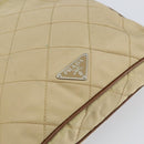 PRADA Quilted Shoulder Bag Nylon Beige Silver Auth 159966-19