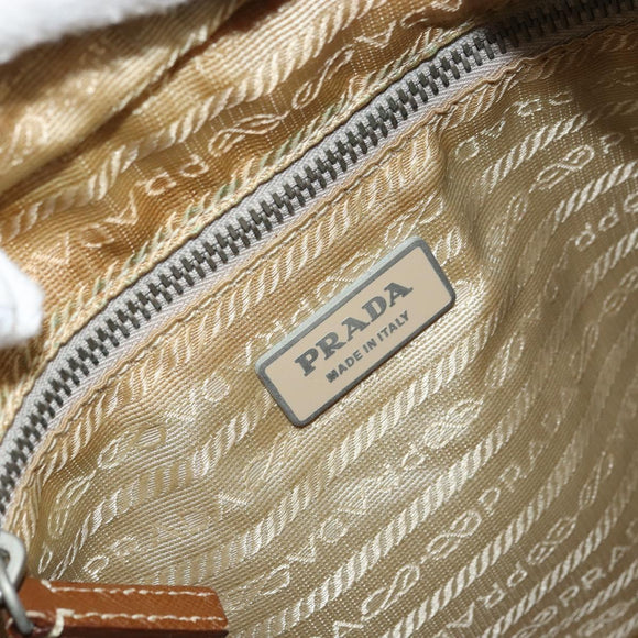 PRADA Quilted Shoulder Bag Nylon Beige Silver Auth 159966