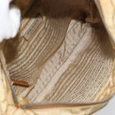 PRADA Quilted Shoulder Bag Nylon Beige Silver Auth 159966-10