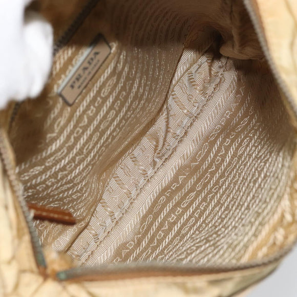 PRADA Quilted Shoulder Bag Nylon Beige Silver Auth 159966