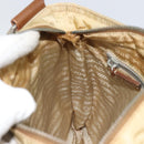 PRADA Quilted Shoulder Bag Nylon Beige Silver Auth 159966-21