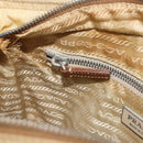 PRADA Quilted Shoulder Bag Nylon Beige Silver Auth 159966-22