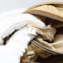 PRADA Quilted Shoulder Bag Nylon Beige Silver Auth 159966-12