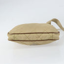 PRADA Quilted Shoulder Bag Nylon Beige Silver Auth 159966-5