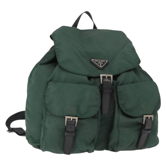 PRADA Backpack Nylon Green Silver Auth 159970