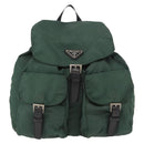 PRADA Backpack Nylon Green Silver Auth 159970-13