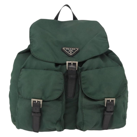 PRADA Backpack Nylon Green Silver Auth 159970