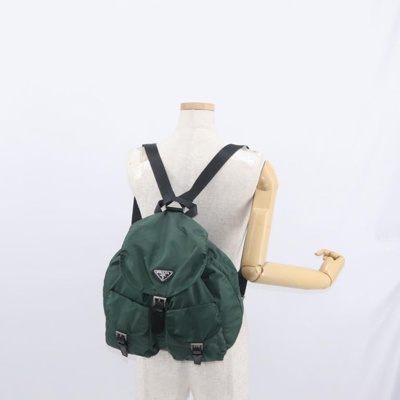 PRADA Backpack Nylon Green Silver Auth 159970
