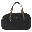 PRADA Hand Bag Nylon Silver Black Auth 159971-13