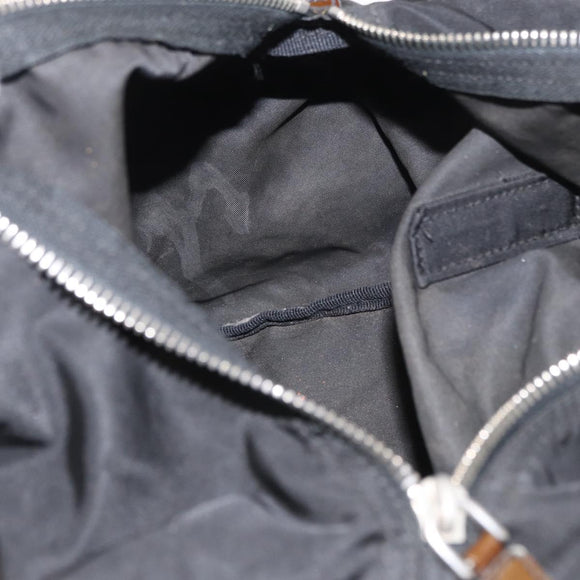 PRADA Hand Bag Nylon Silver Black Auth 159971