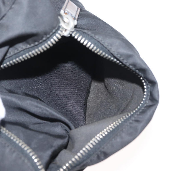 PRADA Hand Bag Nylon Silver Black Auth 159971