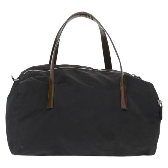 PRADA Hand Bag Nylon Silver Black Auth 159971