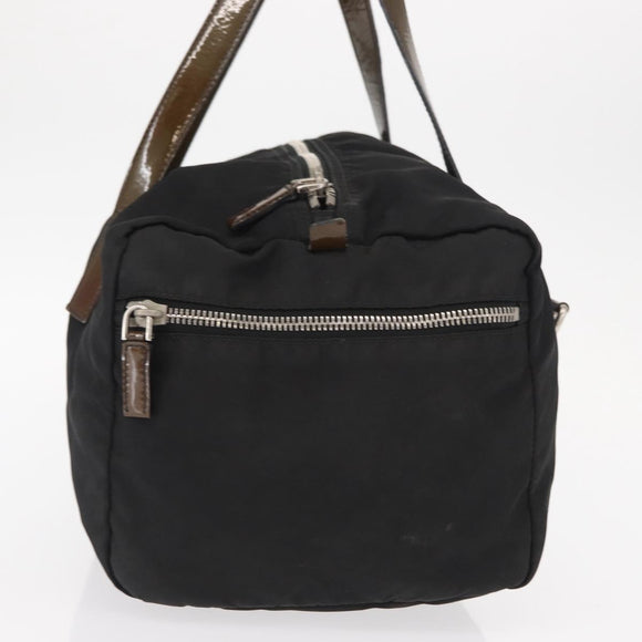 PRADA Hand Bag Nylon Silver Black Auth 159971
