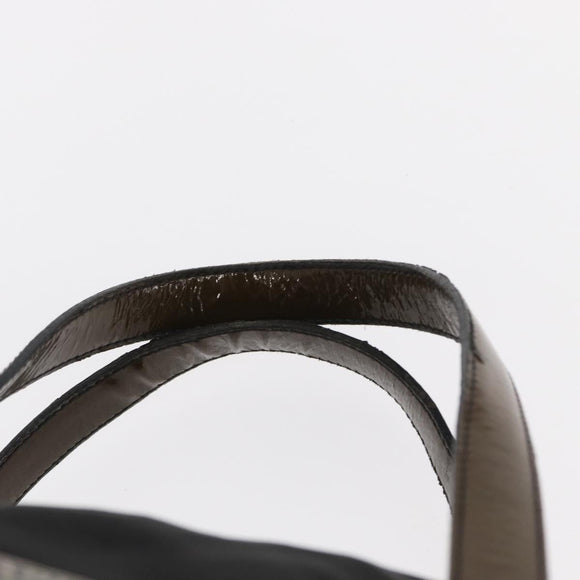 PRADA Hand Bag Nylon Silver Black Auth 159971