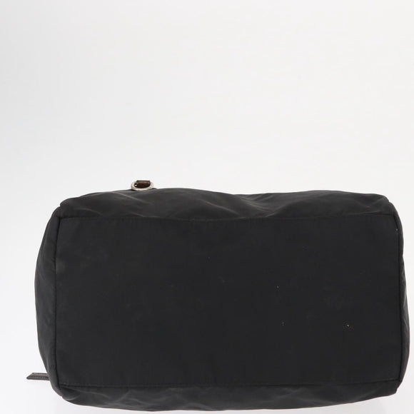 PRADA Hand Bag Nylon Silver Black Auth 159971