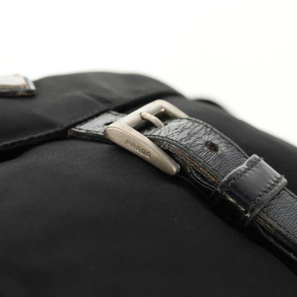 PRADA Shoulder Bag Nylon Silver Black Auth 159972