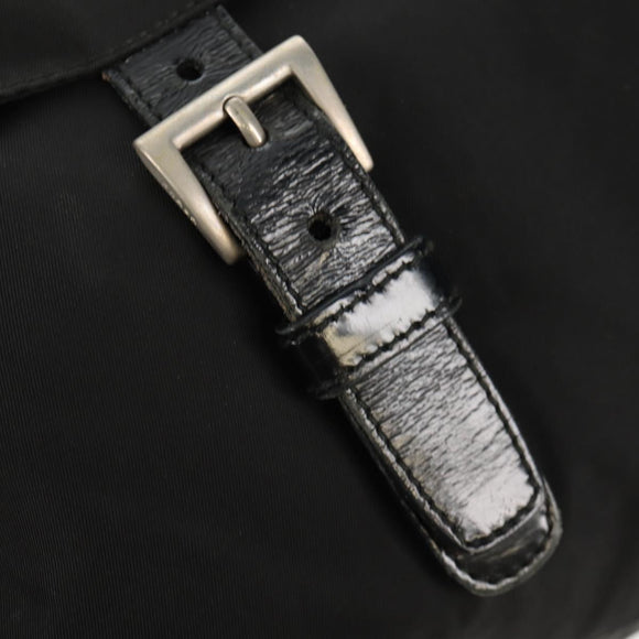 PRADA Shoulder Bag Nylon Silver Black Auth 159972