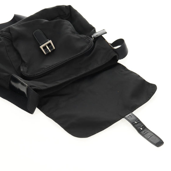 PRADA Shoulder Bag Nylon Silver Black Auth 159972
