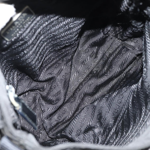 PRADA Shoulder Bag Nylon Silver Black Auth 159972