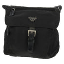 PRADA Shoulder Bag Nylon Silver Black Auth 159972-13